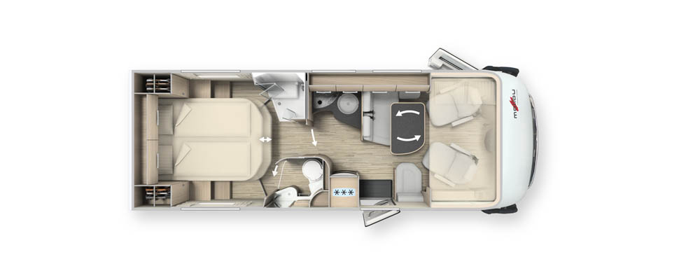 Malibu I 440 QB planlösning.