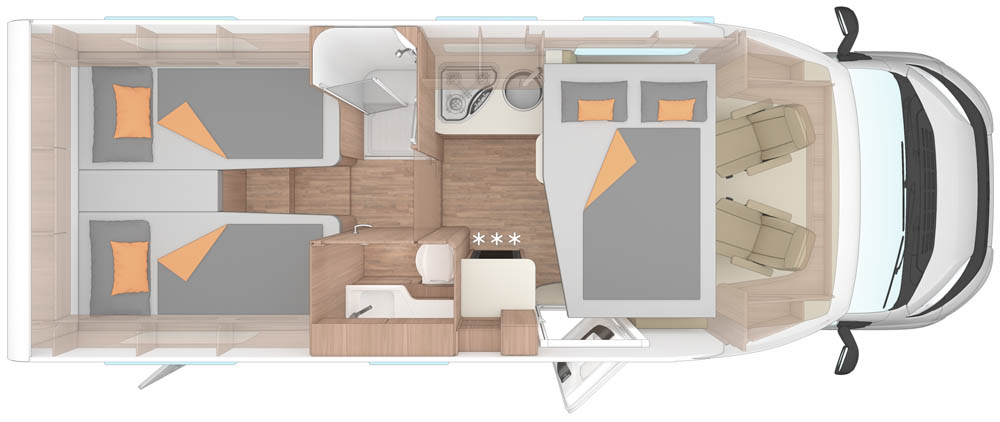 Planlösningen för Weinsberg CaraSuite Edition Scandic 700 ME natt