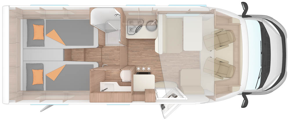 Planlösningen för Weinsberg CaraSuite Edition Scandic 700 ME dag