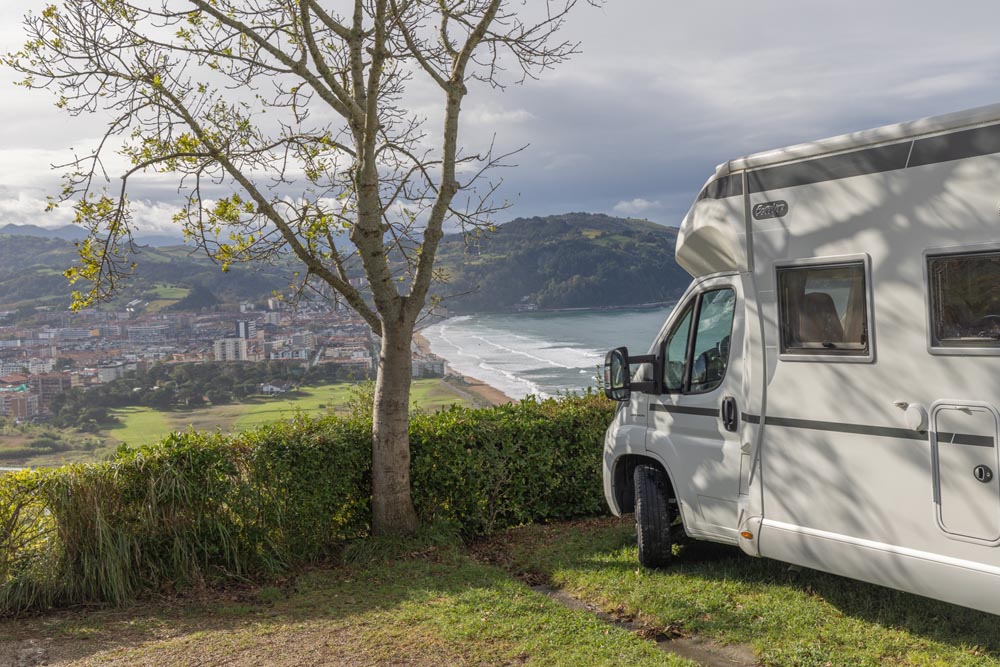 Vy över campingen i Zarautz.